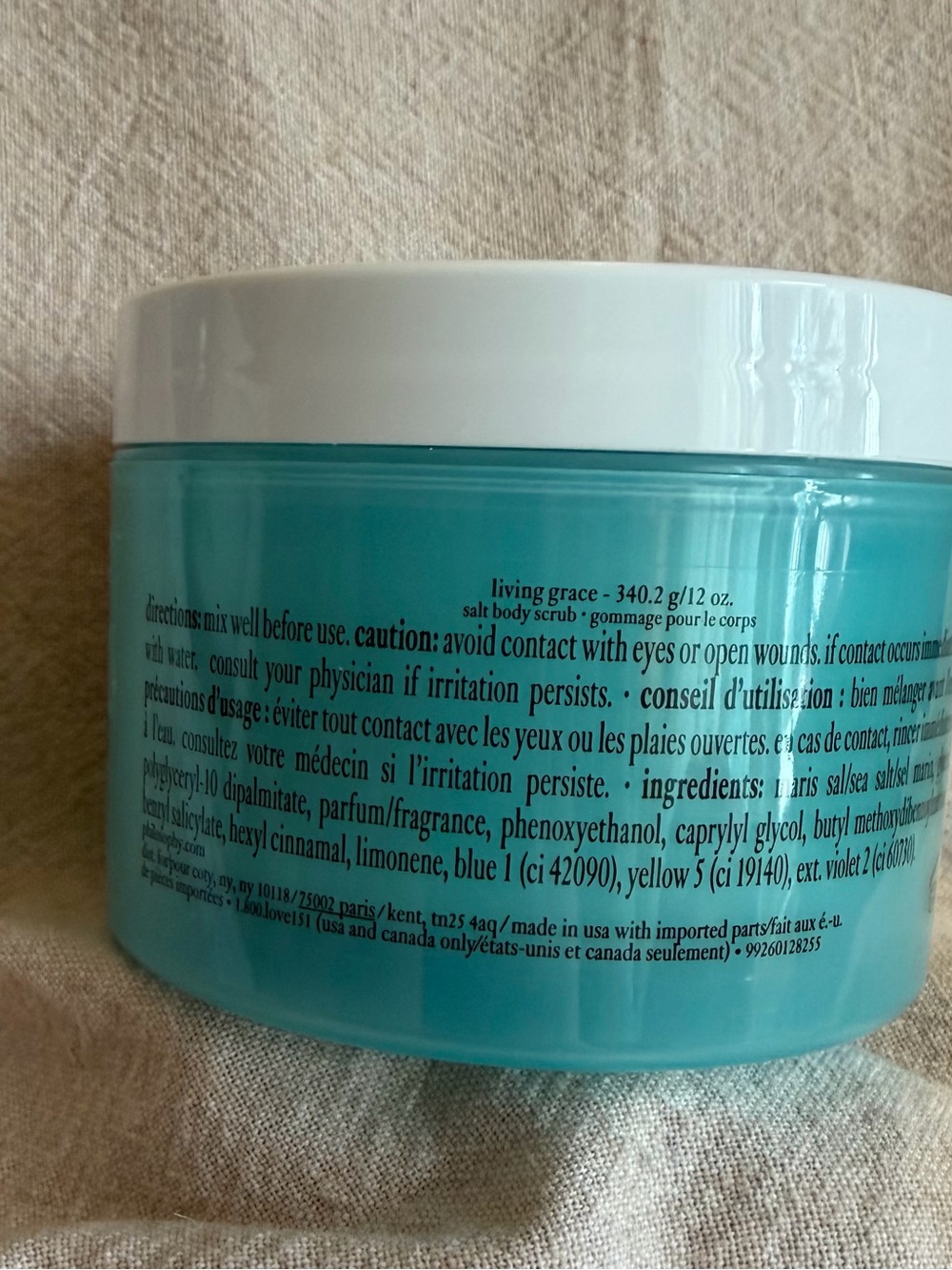 NEW ~ Philosophy Salt Body Scrub in the scent ~Living Grace  12oz - Picture 2 of 3